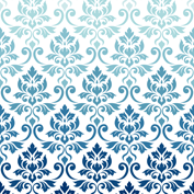 Feuille Damask Blue to Teal on White